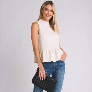 NWT Fate Sleeveless Faux Leather Tiered Top, size small